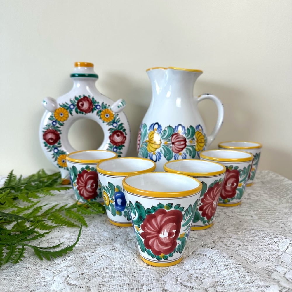Vintage Set of Lidova Tvorba Uhersky Brod Czech Pottery Drinkware Set